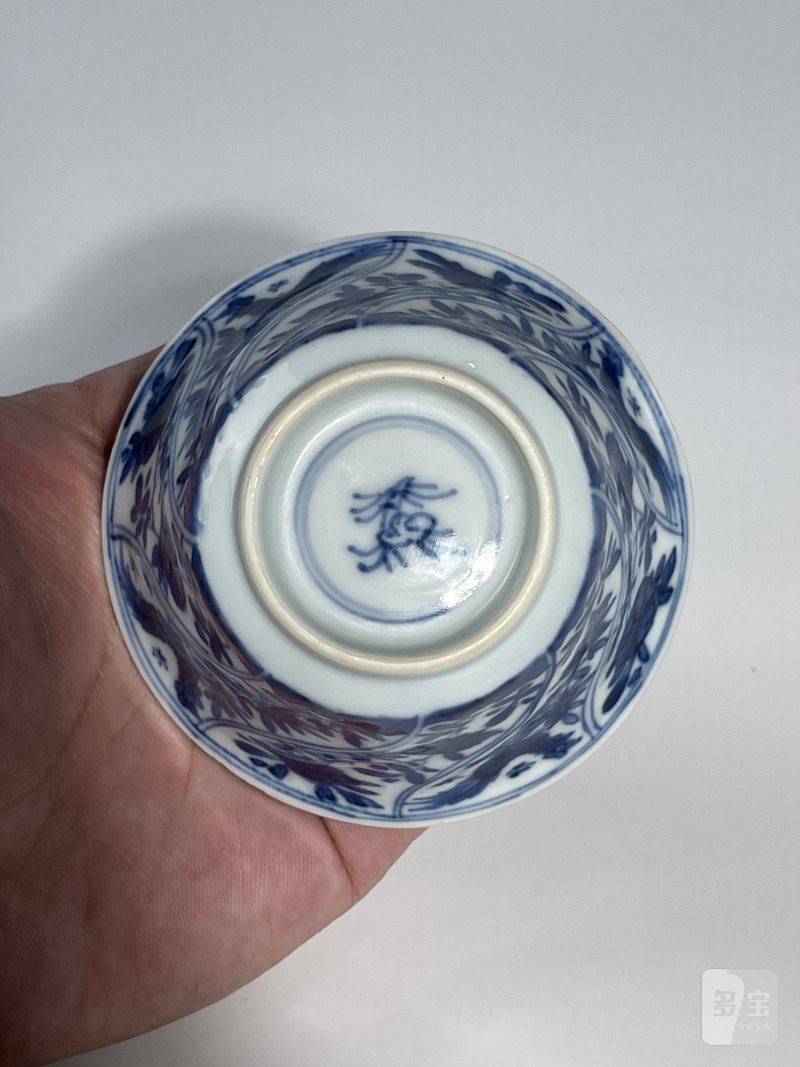 清早期 青花开光花鸟纹杯碟套组 - 图30
